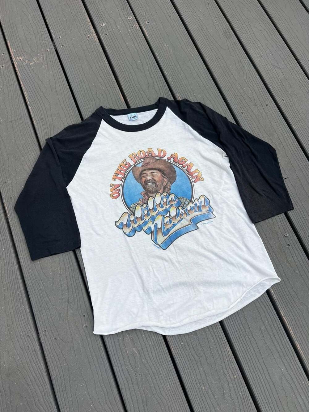 Vintage 1980 Willie Nelson On The Road Again Raglan Baseball T-Shirt